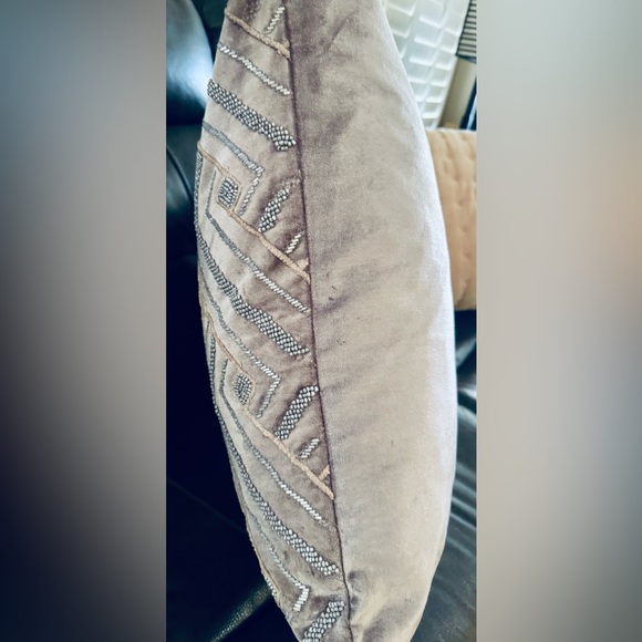 Z Gallerie 22 inch Down Throw Pillow Purple Beaded Velvet Luxury Girly Feminine - Picture 6 of 13